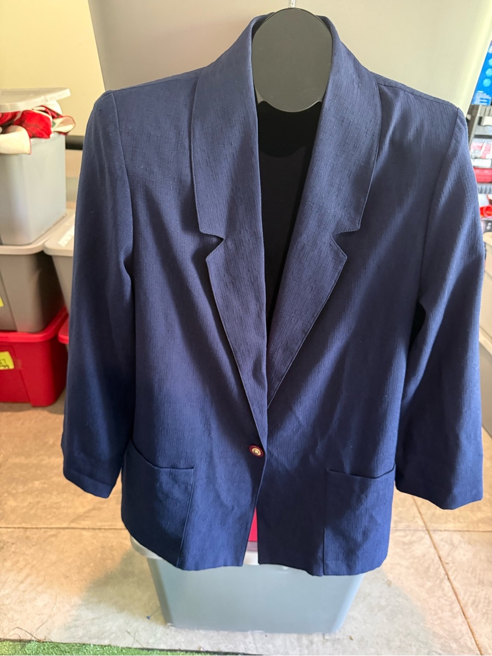 Navy  Single-Button Blazer mp21